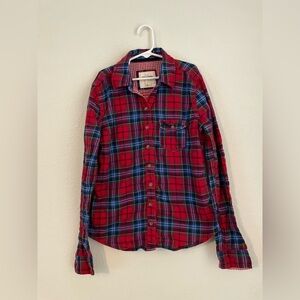 Abercrombie Kids Y2K Red and Blue Plaid Button Down Shirt size XL